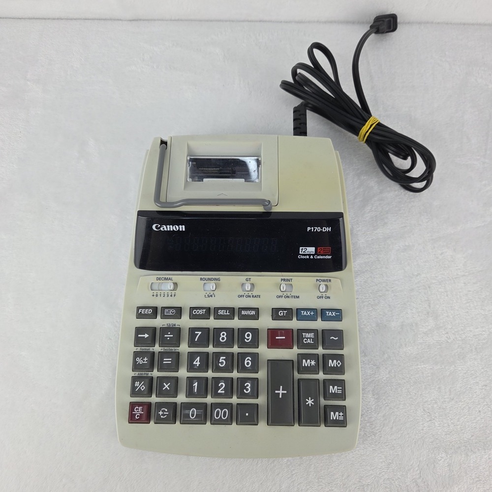 Canon P170-DH 12 Digit 2 Color Printing Calculator Tested Working